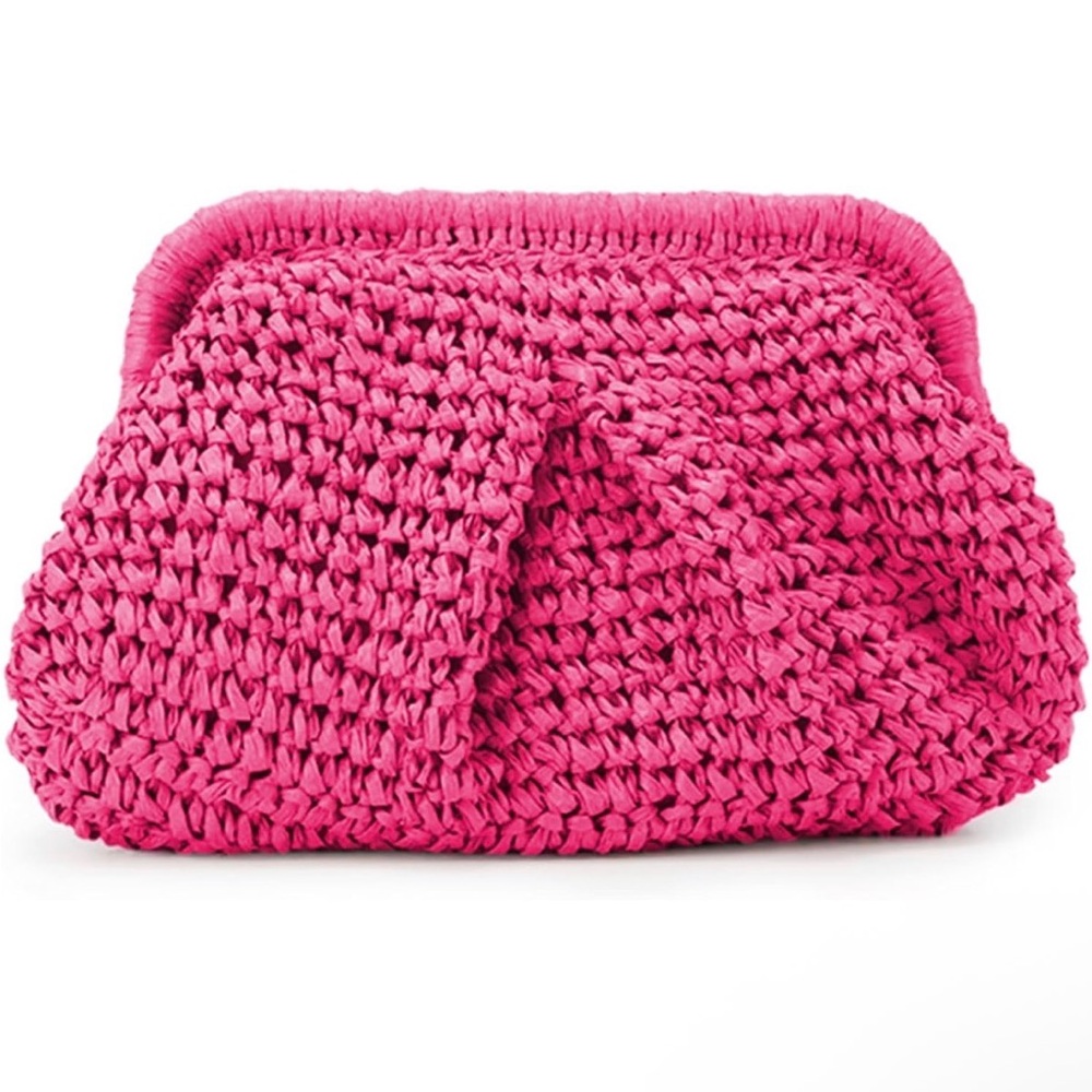 Pink Straw Dumpling Clutch